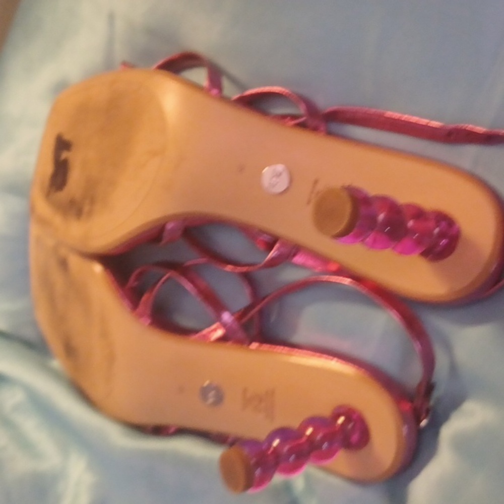 NWT Zara Pink Metallic Strappy Round Heels - Picture 7 of 7
